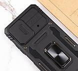 Протиударний чохол для Xiaomi Poco X5 Pro 5G чорний з кільцем і шторкою, фото 5