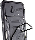 Протиударний чохол для Xiaomi Poco X5 Pro 5G чорний з кільцем і шторкою, фото 3