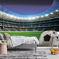 Флизелиновые фотообои мальчику 520x318 см 3D Спорт - футбольный стадион с мячом в углу (14550VEXXXXXL)+клей