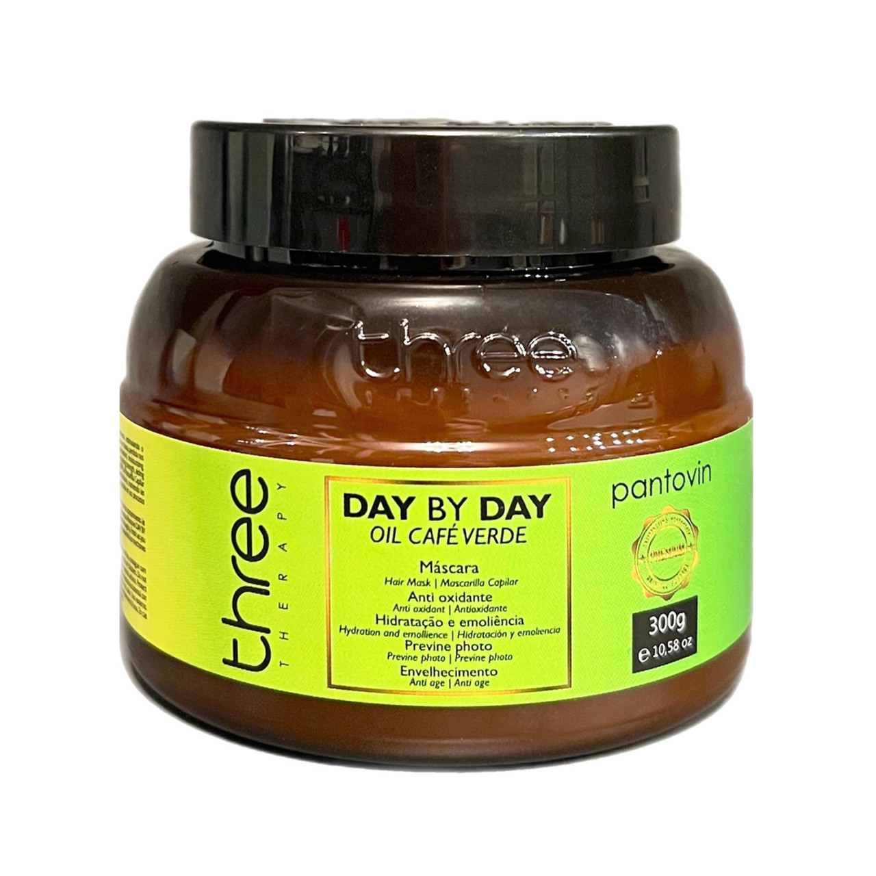 Лікувальна маска для зібльшення діаметру волосини, Three Therapy, Day by Day Café Verde Hair Mask, 300ml