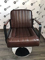 Парикмахерское кресло Bronx на черной квадратной базе хромований диск, гідравлічний