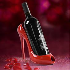 Креативна підставка тримач для вина у вигляді туфлі на високих підборах RESTEQ, червона, фото 2
