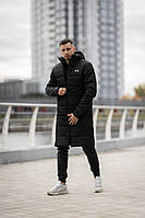 Зимовий подовжений пуховик UA чорний (Арт. 05)