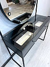 Стіл для візажиста в стилі лофт з круглим дзеркалом та стільниця вітрина, фото 4