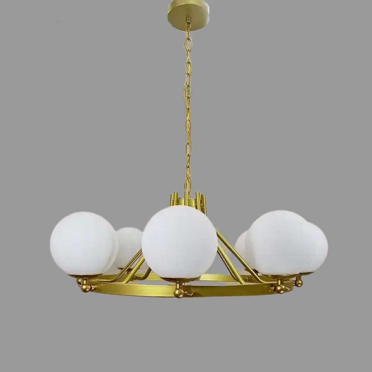 Золота сучасна люстра 85см на 8 ламп (56-LPR0032-8 GD+WH)