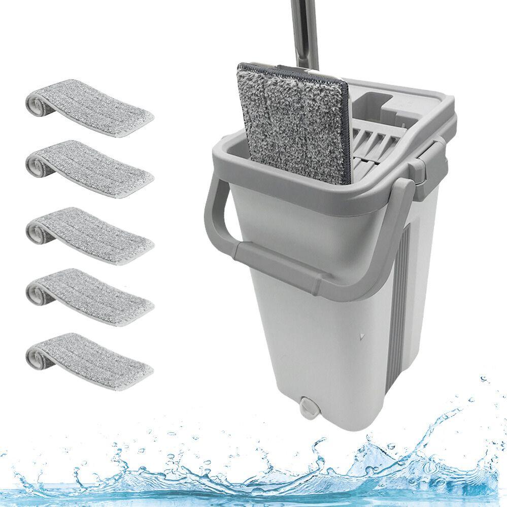 Комплект швабра з відром із 5 насадками Біла Scratch Easy Mop з автоматичним віджимом, фото 1