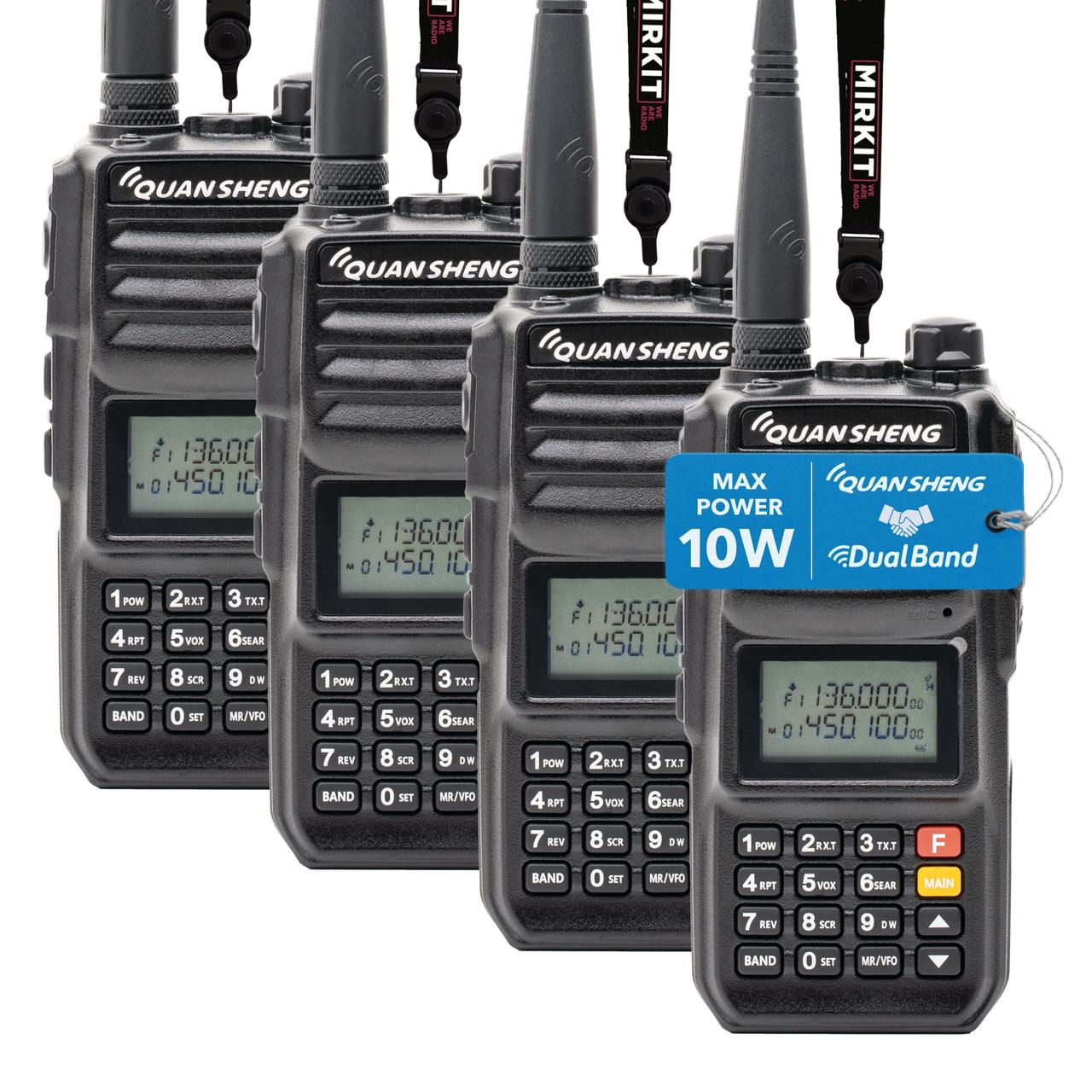 Рація Quansheng TG-UV2 PLUS,UHF/VHF, комплект 4 шт., 10 Вт, 4000 мАг + Ремінець на шию
