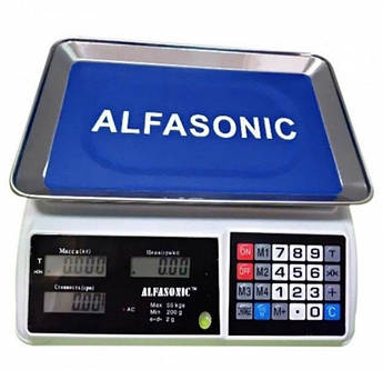 Ваги торговельні вологостійкі кнопки Alfasonic TS-P 6416 до 50 кг
