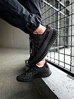 Мужские кроссовки Adidas Yeezy Boost 350 V2 Static Black Reflective (чёрные) рефлективные летние кроссы К2705