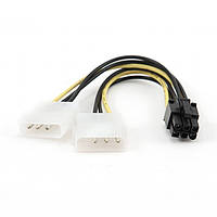 Переходник питания 2хMolex - PCIe 6pin для видеокарт Cablexpert CC-PSU-6 кабель 0.15 м новый