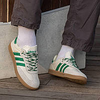 Женские кроссовки Adidas Samba x Wales Bonner (белые с зеленым) спортивные комфортные легкие кроссы И1377