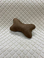 Подушка під голову в машину з Алькантари (штучної замші). Коричневий, великий ромб (2-на нитка)