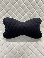 Подушка під голову в машину з Алькантари Lux (штучної замші). Чорний, чорний ромб