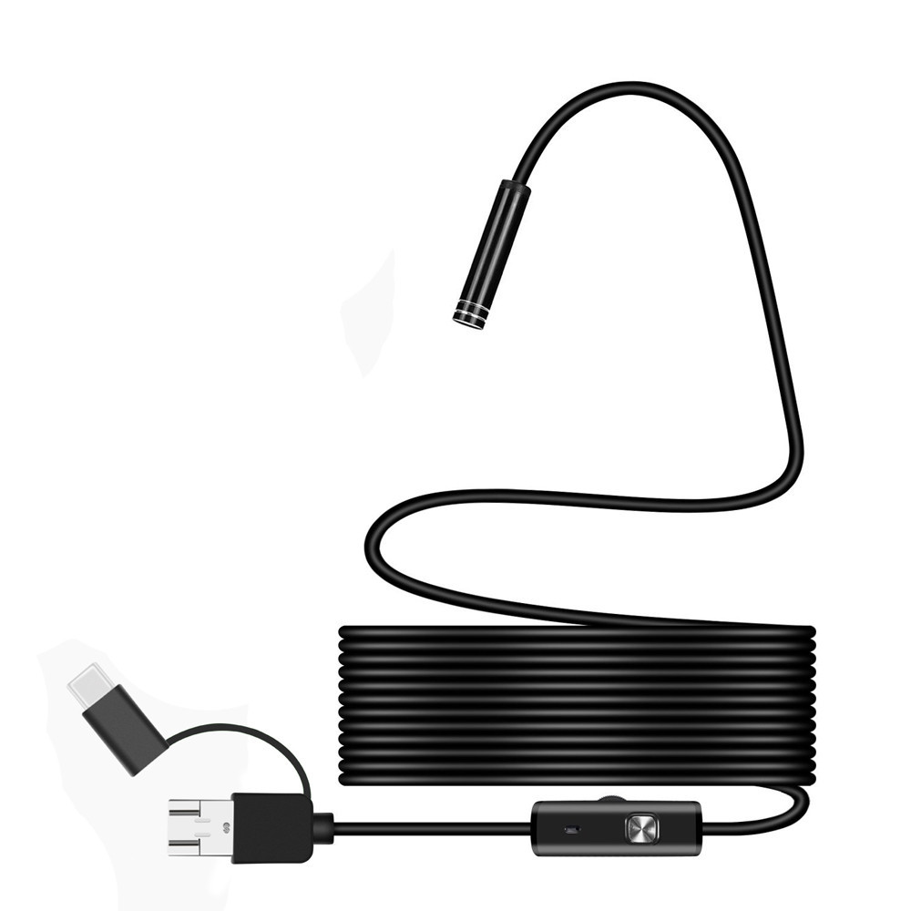 Камера эндоскоп с кабелем на 5 метров 7.3 мм USB / micro USB / TYPE C (мягкий провод) (5570) - фото 3 - id-p997603523