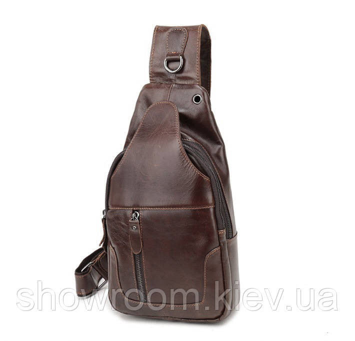Чоловіча сумка на груди (слінг) Leather Collection (371) brown, фото 1