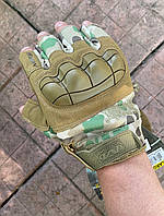 Короткие тактические перчатки Mechanix M-Pact армейские перчатки для ВСУ военные перчатки летние без пальцев