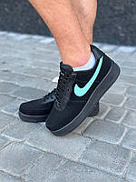 Мужские кроссовки Nike Air Force 1 Low x Tiffany & Co (черные с ментолом) молодежные модные кроссы art0420