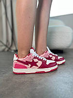 Женские кроссовки Bape SK8 STA Pink (розовые) низкие яркие молодежные очень красивые кроссы Ar20586 37 тренд