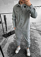 Мужской классический костюм: рубашка+штаны (серый) kot18 качественная повседневная одежда для парней