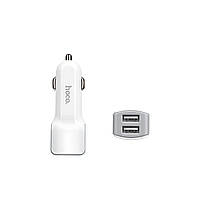 Зарядное устройство для телефона в автомобиль 2USB с Micro кабелем Z23 Car Charger White, Hoco (6957531078029)