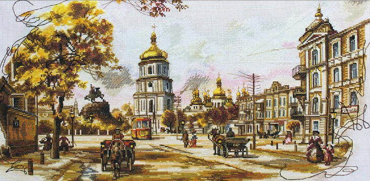 Набір для вишивки хрестиком з малюнком на канві, "Старий Київ", СР2195, 45*23см, Nova Sloboda