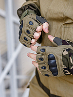 Тактические перчатки, армейские перчатки без пальцев Камуфляж
