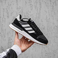 Мужские кроссовки Adidas ZX 500 (чёрные с белым) универсальные спортивные кроссы 2381 тренд