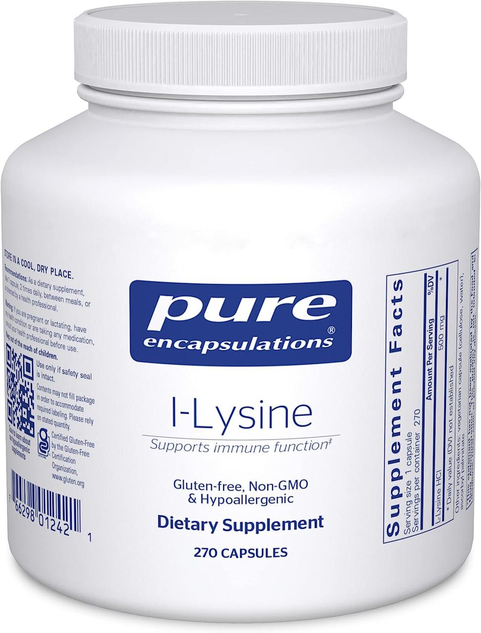 Pure Encapsulations L-lysine / L-Лізин 270 капсул