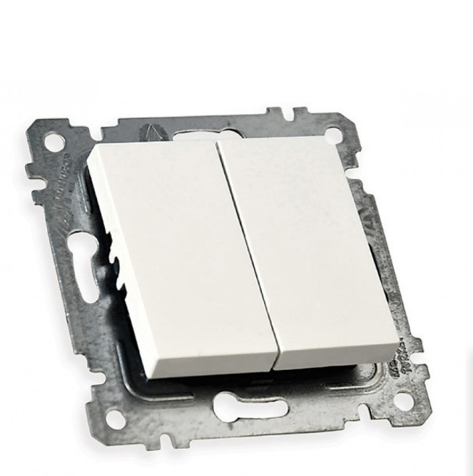 МЕXАНІЗМ ВИМИКАЧА 2 КЛ, 6А, "RITA", "MUTLUSAN", БІЛИЙ, фото 1