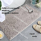 Набір килимків з мікрофібри "Макарони або дреди" в ванну і туалет, 90х60 см і 40х60 см., пісочний, фото 4