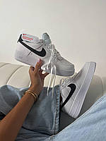 Женские кроссовки Nike Air Force 1 White Black Pebbled Leather (белые с чёрным) качественные кроссы 2791 38