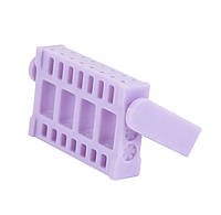 Подставка - контейнер для фрезерных насадок, на 16 ячеек с крышкой Фиолетовый