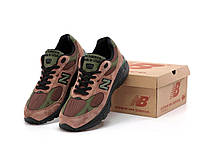 Мужские кроссовки New Balance 993 (хаки с коричневым) стильные повседневные спортивные кроссы К14355 тренд