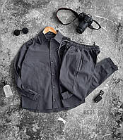Мужской классический костюм: рубашка+штаны (серый) RS34 качественная повседневная одежда для парней