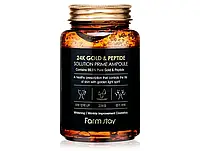 Омолаживающая сыворотка для лица с пептидами и золотом FarmStay 24K Gold & Peptide Solution Prime Ampoule, 250