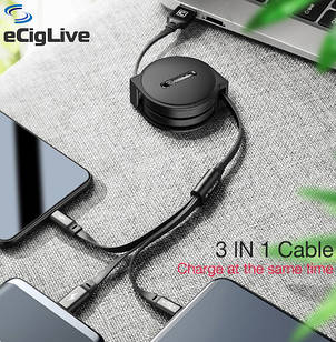 CAFELE 3 в 1 універсальний 120 см Кабель USB-microUSB + 8 Pin + Type C Original