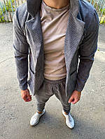 Класичний чоловічий костюм у рубчик сірого кольору  | 52-5.609