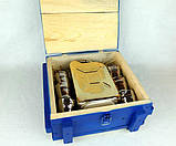 Подарунковий набір для спиртного "Золота Каністра" у дерев'яному ящику - оригінальний подарунок для чоловіка, фото 2