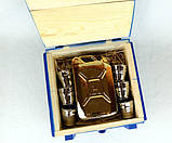 Подарунковий набір для спиртного "Золота Каністра" у дерев'яному ящику - оригінальний подарунок для чоловіка, фото 4