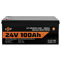 Акумулятор LP LiFePO4 24V (25,6V) - 100 Ah (2560Wh) (Smart BMS 100А) з BT пластик для ДБЖ