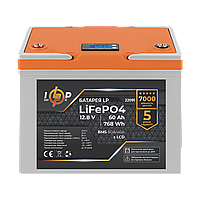 Акумулятор LP LiFePO4 12,8V - 60 Ah (768Wh) (BMS 80A/40А) пластик LCD для ДБЖ