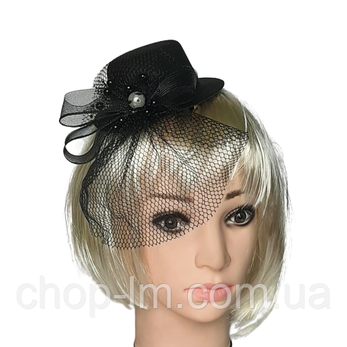 Шапочка жіноча з перлами (чорна)