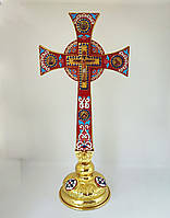 Подставка для креста напрестольного с вставками эмали, высота 11 см