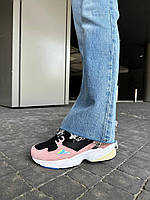 Женские кроссовки Adidas Falcon Pink (чёрные с розовым) легкие стильные молодежные кроссы замша-сетка А0077 38