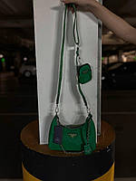 Женская мини сумка Prada Re-edition mini green (зеленая) арт6017 маленькая изящная гламурная сумочка Прада