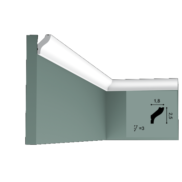 Карниз(плінтус) стельовий гладкий Orac Decor Basixx CB500N, ліпний декор з пінопласту