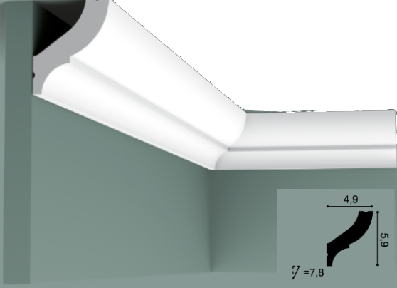 Карниз(плінтус) стельовий гладкий Orac Decor Basixx CB502N, ліпний декор з пінопласту