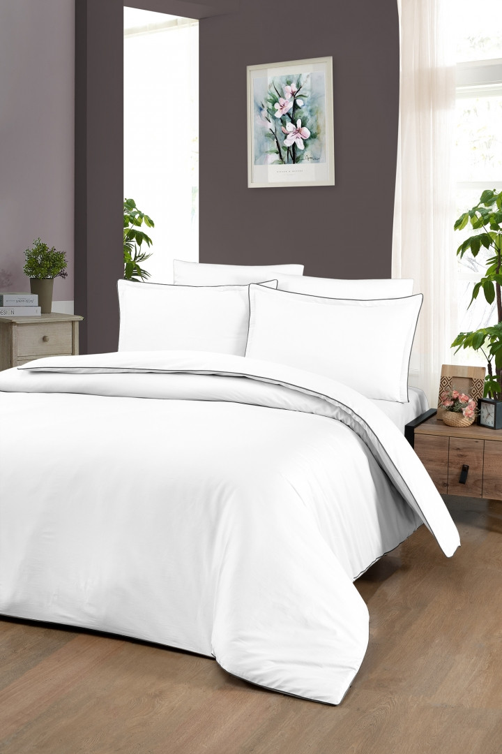 Сімейна Постільна Білизна La Romano Premium Satin 300TC Lucca White 160х220см (2 шт), фото 1