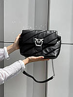 Женская подарочная сумка Pinko Puff Black Bag V2 (черная) torba0200 модная стильная с птичками экокожа тренд