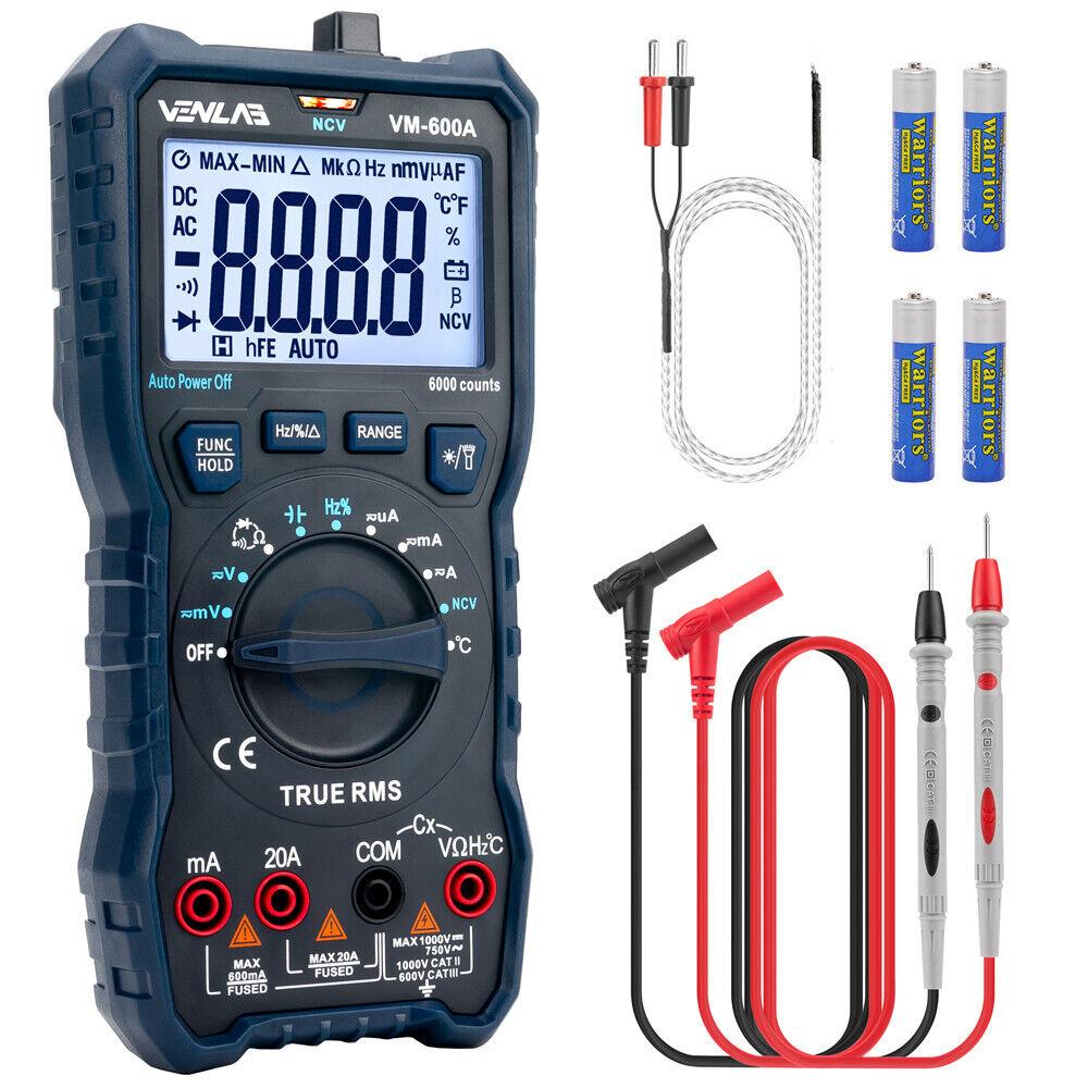 Мультиметр Venlab VM-600A (AC/DC: 750V/1000V; 20A; 100mF; 10MHz; 60MOm; 6000 звітів) з термопарою (1000 °C)